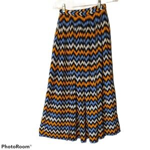 Michael Kors Ikat maxi skirt size XS multi-color high slit vent pleated striped